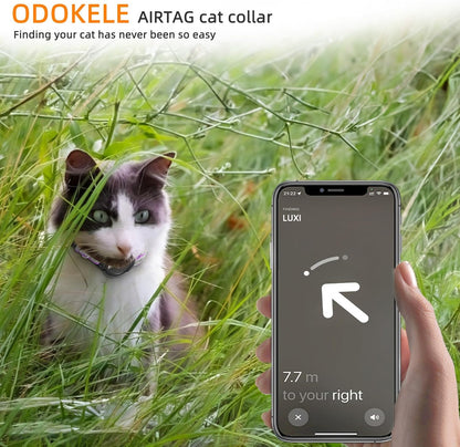Airtag Cat Collar Breakaway, Odokele Reflective Cats Collars with Apple Air Tag Holder for Kitten, Cat GPS Tracker Adjustable Collars with Safety Quick Release Buckle for Kitties and Puppies - Brown