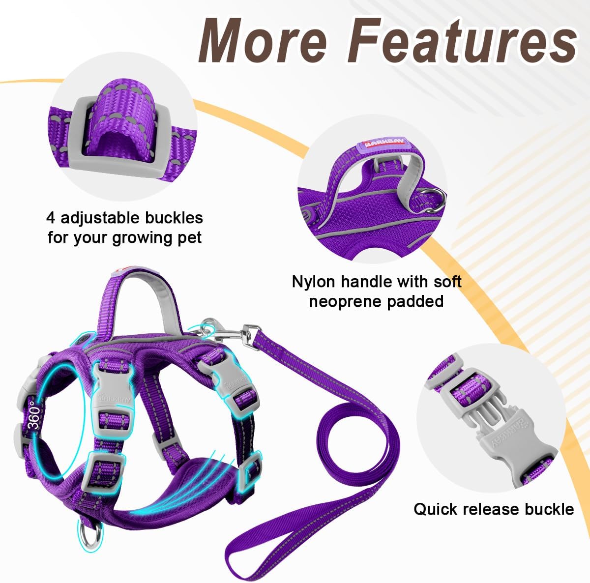 Cat Harness and Leash Set for Walking Escape Proof for Small Large cat Kitten Harness with ID tag Pocket (Purple,XXS)