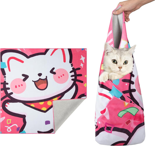 35.4" Cat Wrap for Cutting Nails, Cat Restraint for Nail Clipping, Cat Swaddle Wrap for Adult Cats, Cat Burrito Wrap Can Be Applied to Cat Nail Trimming, XX-Large, Within 22lbs