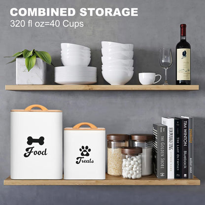 Dog Treat Container 2PCS, Dog Food Storage Container with Lids Airtight, Dog Treat Jars for Kitchen Counter-7+3Lbs, Small Dog Cookie Jar for Storage, (Upgraded) White