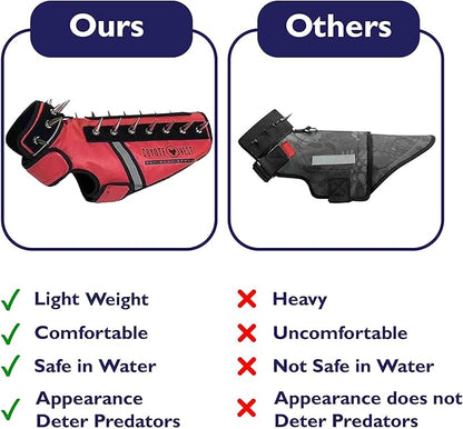 CoyoteVest SpikeVest Dog Harness Vest for Small Dogs, Reflective Dog Vest with Spikes to Shield Your pet from Coyotes, Raptor and Animal Attacks, Anti Hawk Vest, Made in USA (XXS-Red)