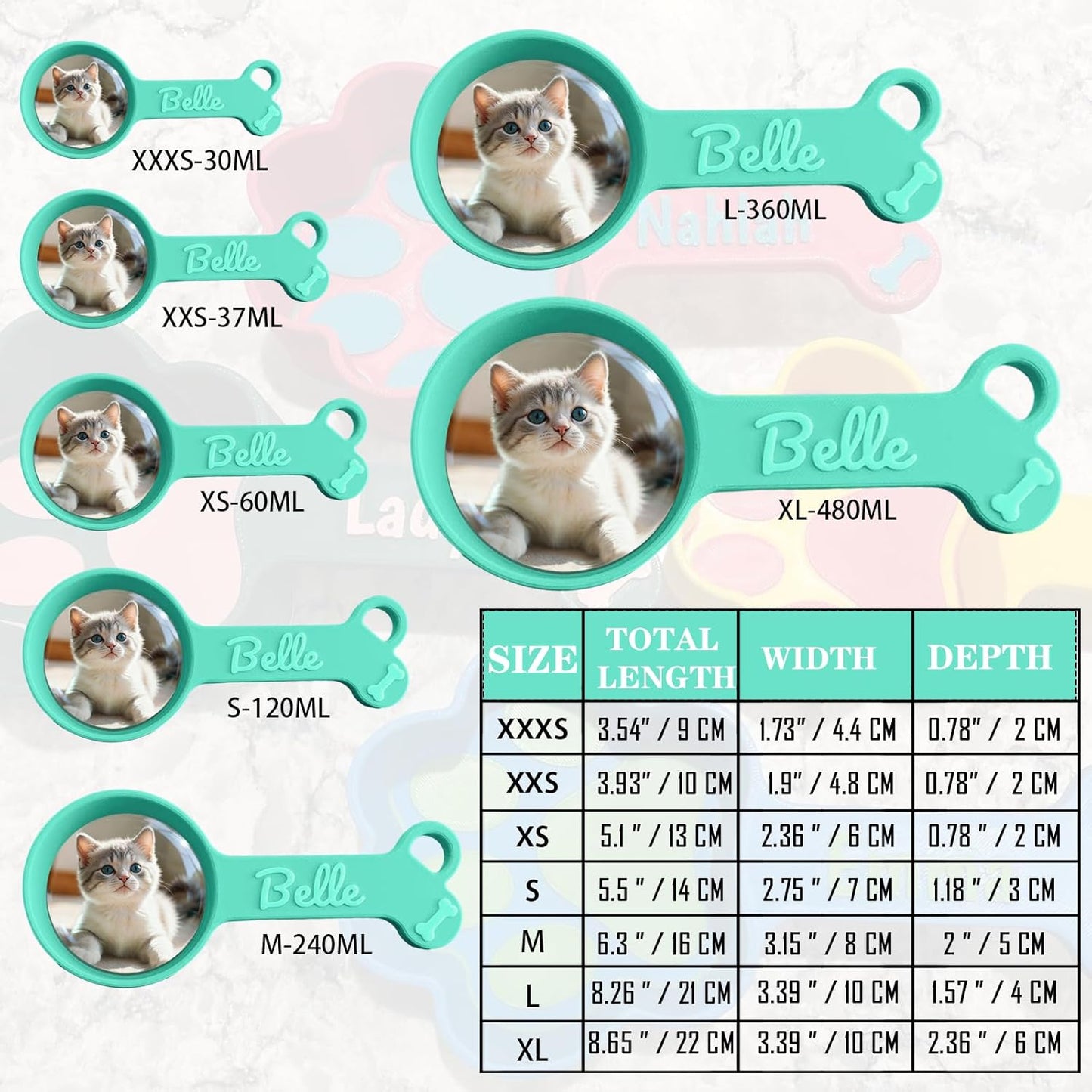 ubjva Personalized Dog Food Scoop Custom Cat Food Measuring Cup with Name Pet Accessories Gifts for Pet Lover