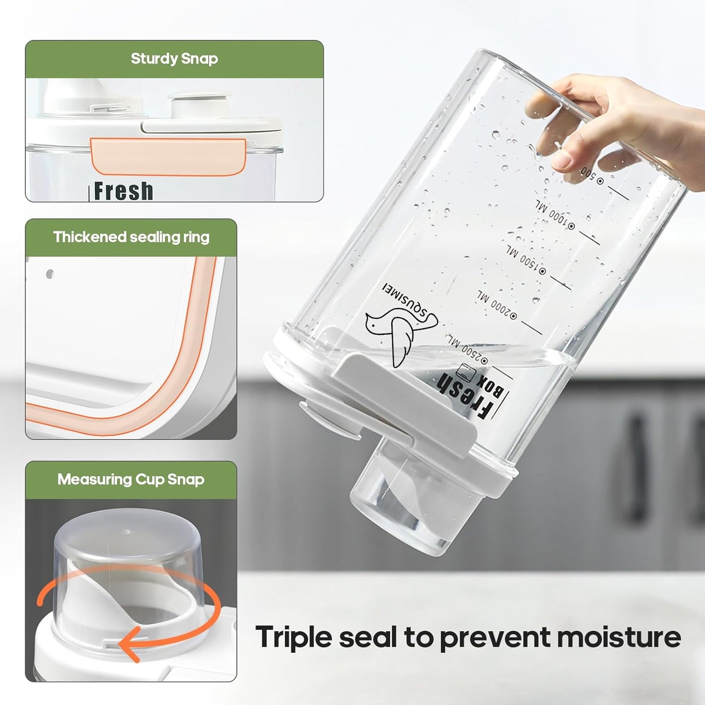 1.7 Qt/1.6 L Bird Seed Storage Container with Lids Airtight Measuring Cup, Bird Seed Dispenser Pet Food Container Are Used to Store Bird Food, Chicken Feed BPA Free (1.6L, Green)