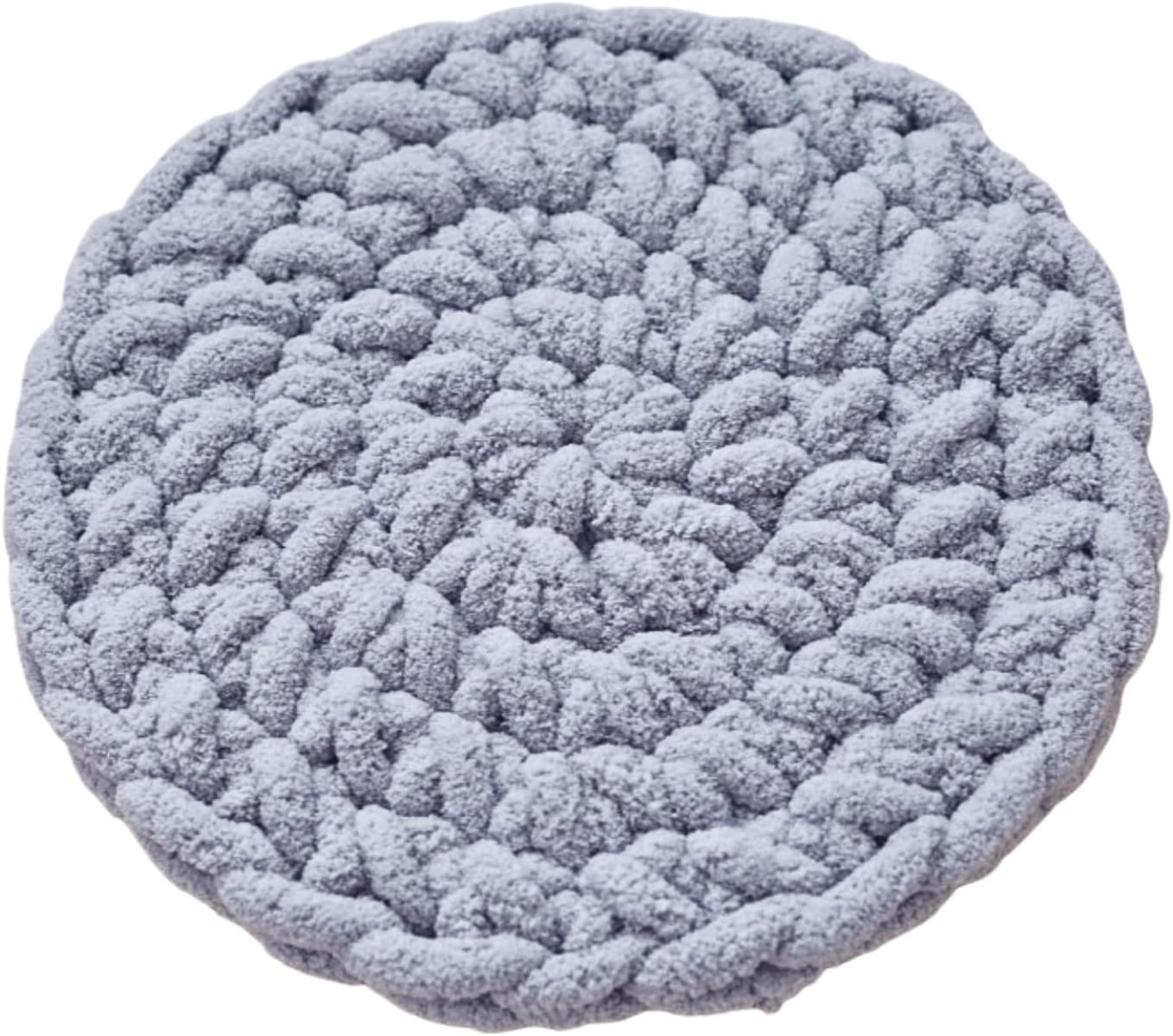 Cat Knitted Bed Mat, Extra-Soft Washable Warm Round Pads Cushions for Indoor Kittens, Cat Trees Towers, Perfect for Kneading and Sleeping (Blue-Grey,Large)