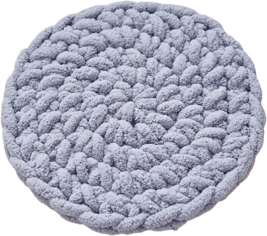 Cat Knitted Bed Mat, Extra-Soft Washable Warm Round Pads Cushions for Indoor Kittens, Cat Trees Towers, Perfect for Kneading and Sleeping (Blue-Grey,Large)