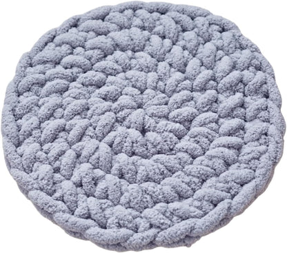 Cat Knitted Bed Mat, Extra-Soft Washable Warm Round Pads Cushions for Indoor Kittens, Cat Trees Towers, Perfect for Kneading and Sleeping (Blue-Grey,Small)