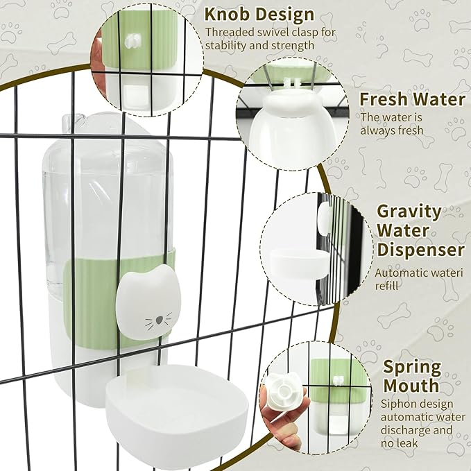 Rabbit Water Bottle, 800ml/28oz Hanging Automatic Water Dispenser for Cage, Ferret Bunny Guinea Pig Water Bowl,Suitable for Small Animal (Green, 800 ml/28 oz)