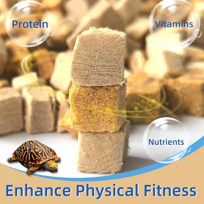 Turtle Treats,3 in 1 Meat Turtle Food,Made with Fresh Meat,Chicken&Duck&Fish Freeze-Dried,Enriched Protein & Vitamins(90g/3.17oz) (S, Chicken)