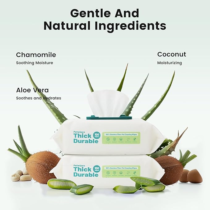 Gardner Pet Bamboo Dog Wipes for Paws and Butt, Dog Cleaning Wipes Deodorizing & Soothing Pets Wipes with Coconut Oil, Extra Thick Cat Wipes Cleaning Fur and Butt, Puppy Wipes, 400 Count