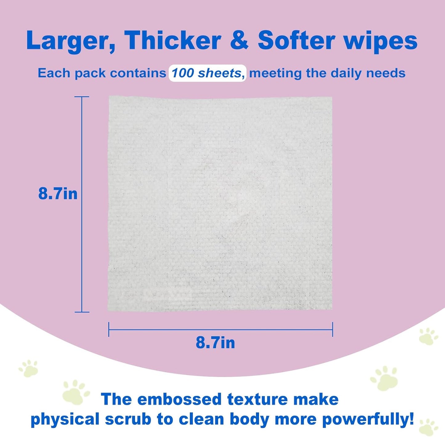 DR.EASY Odor Remover Pet Grooming Wipes 100Ct Lavender Plant Based Ingredients for Paws,Body,Nose &Bum Cleaning,Remove Dirt,Dander & Excess Hair with Soft and Thick Wipes,No Artificial Fragrance