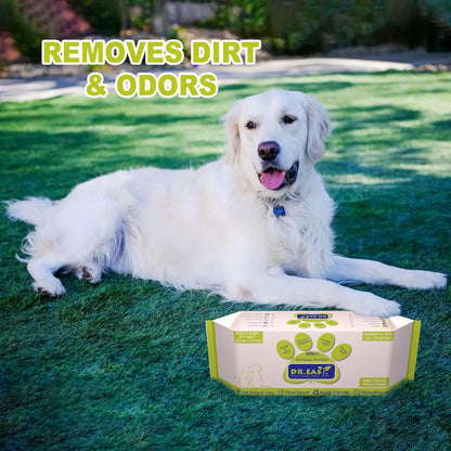 DR.EASY All Purpose Pet Grooming Wipes 100Ct Plant Based Ingredients for Paws,Body,Nose &Bum Cleaning,Remove Dirt,Dander & Excess Hair with Soft and Thick Wipes,No Fragrance