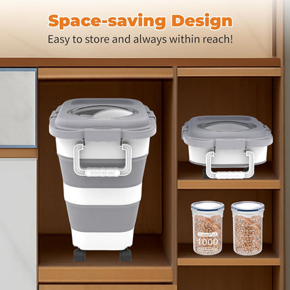 25-28lbs Dog Food Storage Container, Collapsible Dog Food Container, Wheels, Handle, Airtight Pet Food Storage Container, Scoop, Small Dry Container For Dog Cat Bird Food