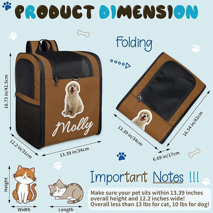 Cat Backpack Carrier-Customizable, Breathable Pet Carrier Backpack for Outdoor Travel/Vet Visits/Daily Use, Adjustable & Secure Design for Small Dogs and Cats Style6