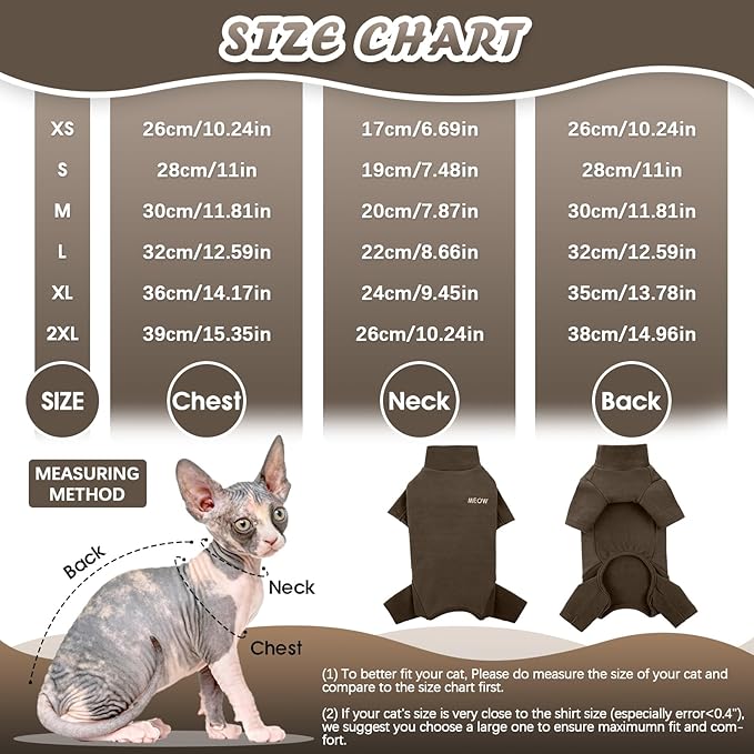 ROZKITCH Pants for Cats, Breathable Soft Cat Jumpers for Cats Only, Cat Coat with Four Legs, Warm Sweater T-Shirt Pajamas Jumpsuit Vest Cornish Rex Devon Rex Peterbald Coffee M