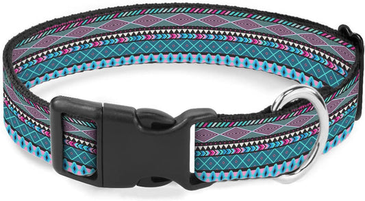 Blue Aztec Bohemian Dog Collar Soft Pet Collars for Small Medium Large Breed Dogs Cats Puppy Kitten Terrier