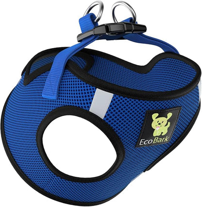 EcoBark Step in Dog Harness - Reflective Soft Luxurious Mesh Dog Harnesses for XXS, XS, Small, and Medium Dogs - Eco-Friendly Comfort Secure Halter No Pull Adjustable Pet Vest (Royal Blue, Small)