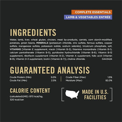 Purina Pro Plan Complete Essentials Wet Dog Food, Lamb and Vegetables and Turkey and Vegetables in Gravy Variety Pack - (Pack of 12) 13 oz. Cans
