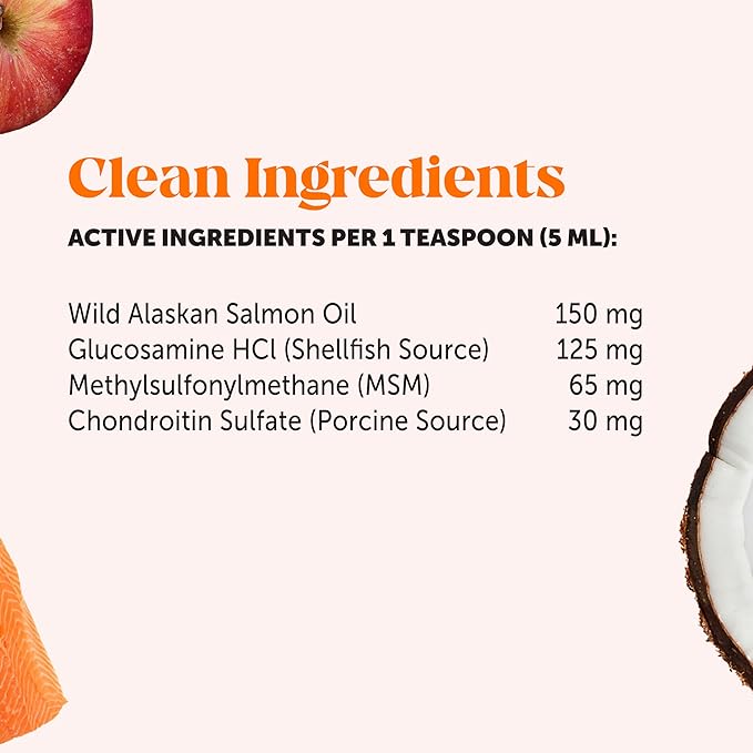 Pet Honesty Dog Joint Supplement with Salmon Oil for Dogs - Ease Stiffness, Reduce Discomfort & Support Joint Mobility Liquid Supplement, Dog Food Topper Bone Broth with Glucosamine for Dogs (12 oz)