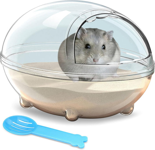 Hamster Bathroom,Hamster Bathtub Box,dust Bath for Hamster,Hamster Sand Bath Container,Hamster Bath,Hamster Bathing Bowl,Transparent Hamster Bathtub Toilet for Hamster Accessories (L)