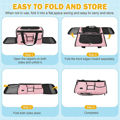 HUANLANG Soft-Sided Cat Carrier Airline Approved,Dog Carriers for Small Dogs Medium Cats,Pet Travel Carrier Up to 20 Lbs,Collapsible Cat Bag