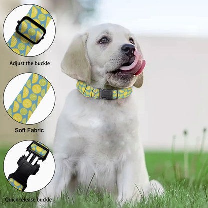 Yellow Green Lemon Slice Fruit Pet Collar Cat Dog Neck Strap Quick Release Buckle Adjustable Female Male Puppy Corgi