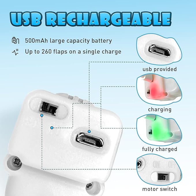 Cat Toys, Flapping Wings Penguin, No Flying, Chirping Bird Interactive Catnip Toy for Kitten or Small Dogs, Touch Activated, Rechargeable