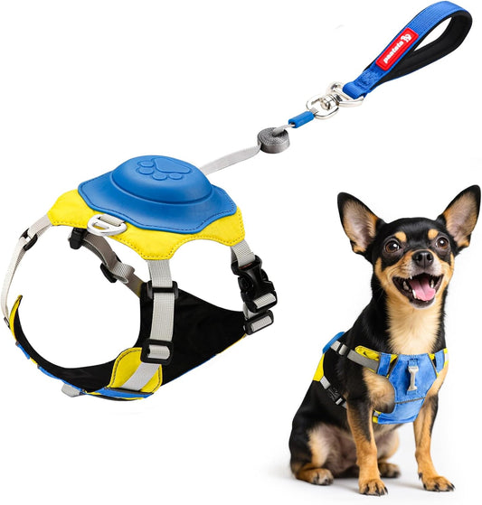 No Pull Dog Harness, 2 in 1 Retractable Harness with Auto-Lock, Reflective Breathable Mesh and Handle, Adjustable Leash Set for Small, Medium,Large Dogs,Cats (Color 2, XS)