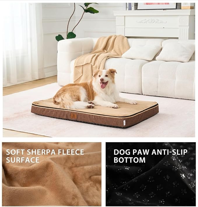 Memory Foam XL Dog Bed - 4” Thick Orthopedic Beds for Extra Large Dogs - Waterproof Dog Bed with Removable Washable Cover & Wrap-Around Zipper - Ultimate Comfort and Easy Maintenance