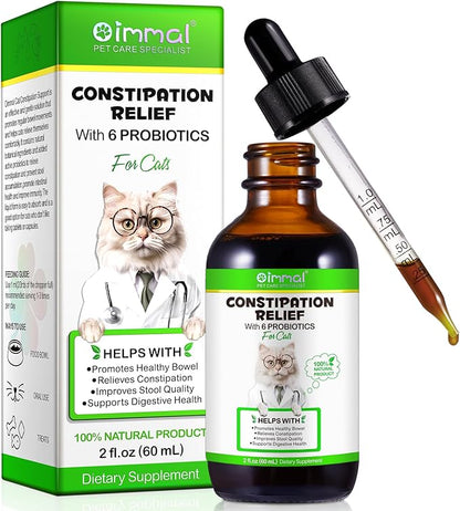 Cat Constipation Treatment, Cat Probiotic Supplements, Constipation Relief for Cats, Promotes Digestive Health, Improve Immunity, Vitamins for Cats with 6 Probiotics 60ml
