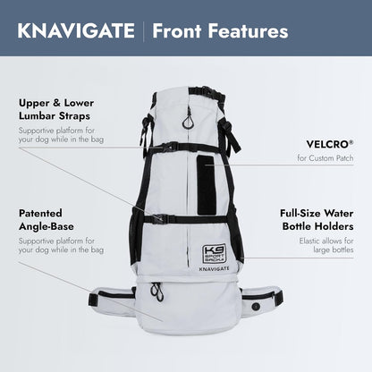 K9 Sport Sack Knavigate - Medium, Lunar Rock - Ideal for Dogs with 17-19” Back Length - Adjustable, Backpack-Style Carrier with Internal Frame & Padded Hip Belt