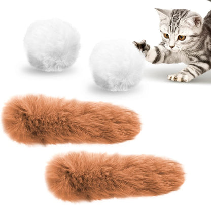 Migipaws Hide & Seek Replacements - 2 Plush Balls & Tails with Catnip, Kitty Kitten Catnip Exercise Toys