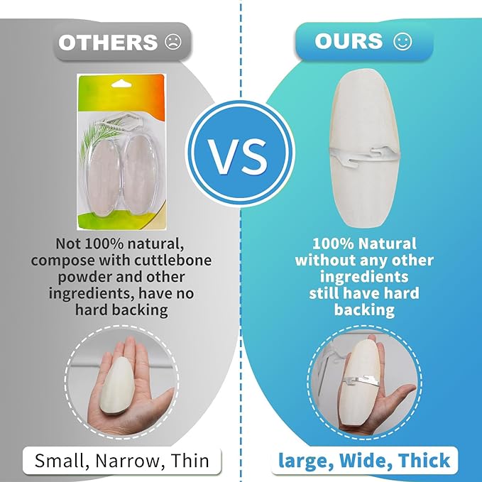 Jmxu's 5"-5.5" Bird Cuttlebone for Parakeets, Cuddle Bone with Metal Holder, Cuttlefish Bone for Sharp Beaks, Natural Birds Calcium for Parrots Cockatiels Budgie, 6 Pcs