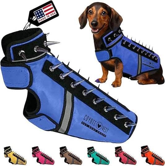 CoyoteVest SpikeVest Dog Harness Vest for Small Dogs, Reflective Dog Vest with Spikes to Shield Your pet from Coyotes, Raptor and Animal Attacks, Anti Hawk Vest, Made in USA(XS-Royal Blue)