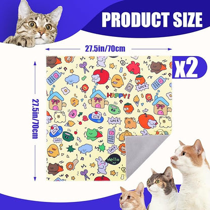 XANGNIER 2 Pcs Cat Wrap for Grooming,Cat Restraint Wrap for Cutting Nails,Fabric Burrito Wrap for Nail Clipping, Anti-Scratch, Anti-Escape,Multifunctional Swaddle Wrap Pet Tool (27.5 x 27.5 Inch)