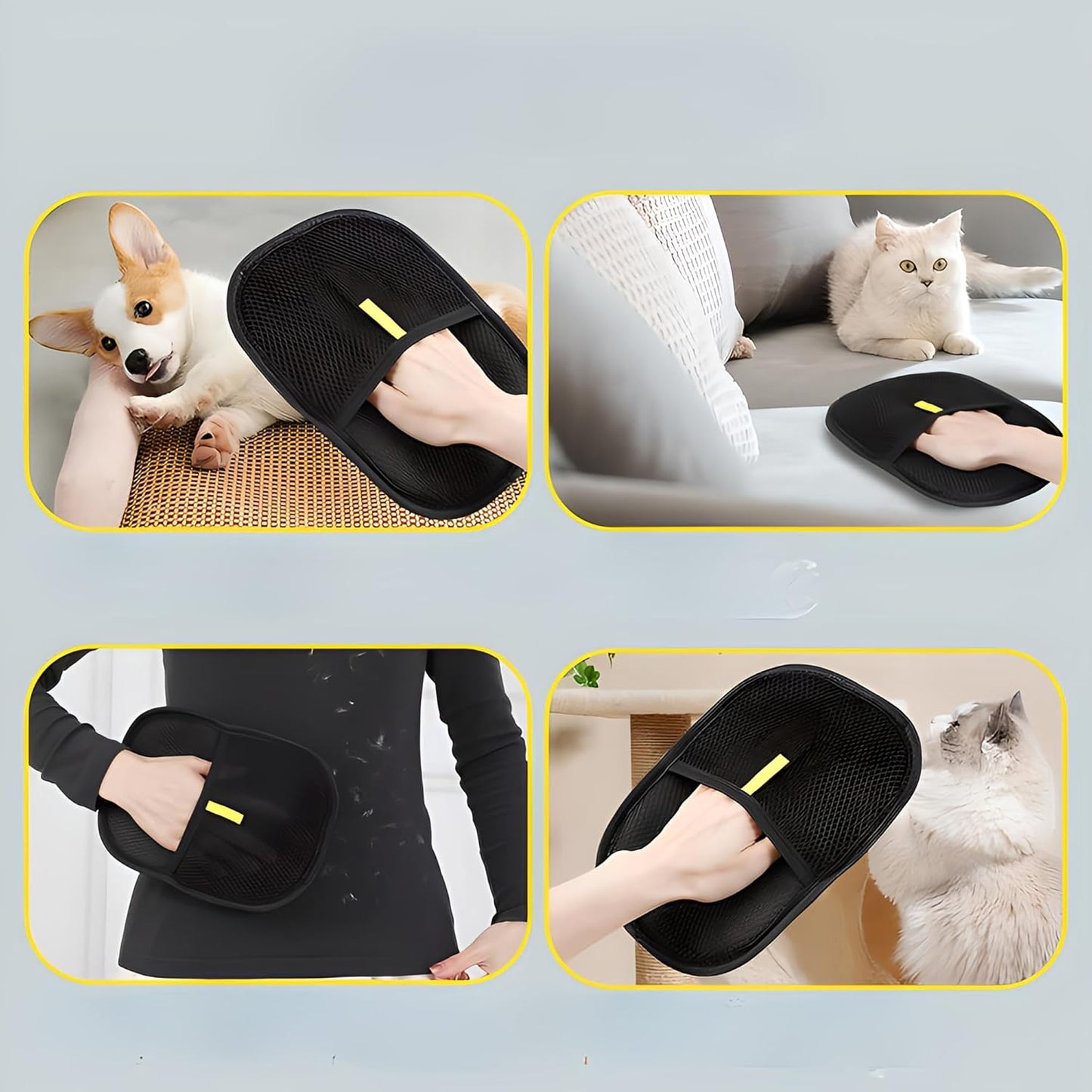 Yomi Pet Hair Remover Glove Electrostatic Double-Sided Grooming Removal Gloves for Cat Dog （2 Pcs