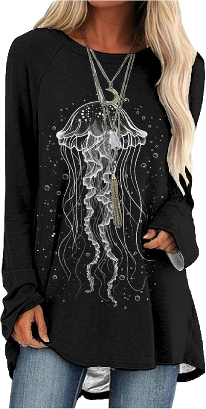 MARSVOVO Women Novelty Graphic Plus Size Sweater Crewneck Long Sleeve Cute Printed Loose Fit Casual Fall Sweaters Top