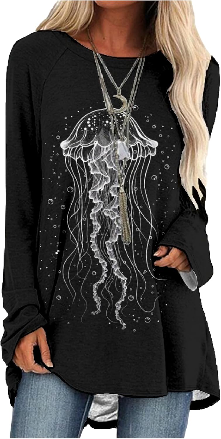 MARSVOVO Women Novelty Graphic Plus Size Sweater Crewneck Long Sleeve Cute Printed Loose Fit Casual Fall Sweaters Top