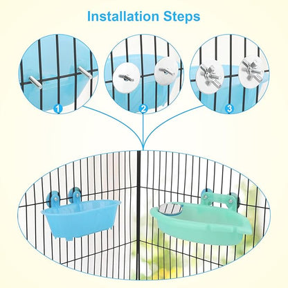 Wontee Bird Bath Box with Mirror Portable Parrot Hanging Bathroom Bathing Tub for Small Birds Cleaning Supplies (Blue(B)+Green)