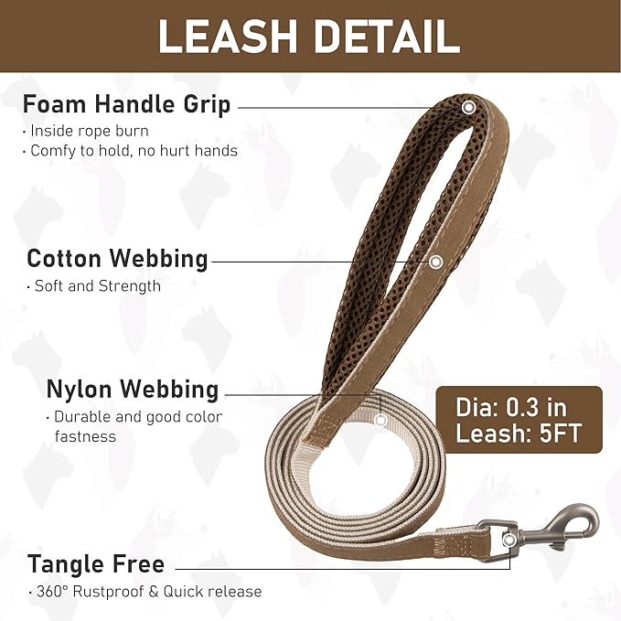 GAMUDA Small Pet Harness Collar and Leash Set, Step in No Chock No Pull Linen Fabric Soft Mesh Dog Vest Harnesses Reflective for Dogs Puppy Cats Kitten Rabbit (Brown, XS)