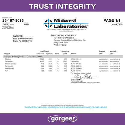 'Picky Geck' Wildberry Burst - Premium Crested Gecko Food | Antioxidant & Immune Support Formula | Real Fruit & Insect Protein | No Fillers - Only Premium Ingredients | 2oz | Made in USA.