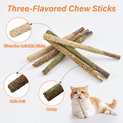 Cat Chew Toy Silvervine Sticks for Cats,Cat Chew Rope for Dental Cleaning Teeth, KittenTeething Toys for Bored Indoor Adult Kittens, Kitten Teething Toys for Indoor Cats (15pcs)