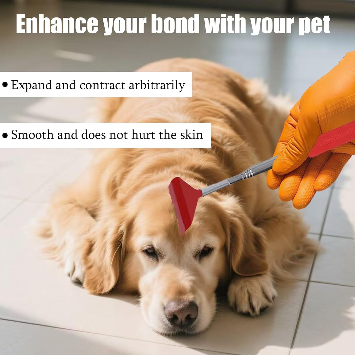 3-in-1 Pet Grooming Kit for Small Animals, Including a Telescopic Scratcher, a Flea and Lice Comb, and a Pair of Massage Gloves, Pet Massage Set for Dogs, Cats, Rabbits, Guinea Pigs, Hamsters, etc