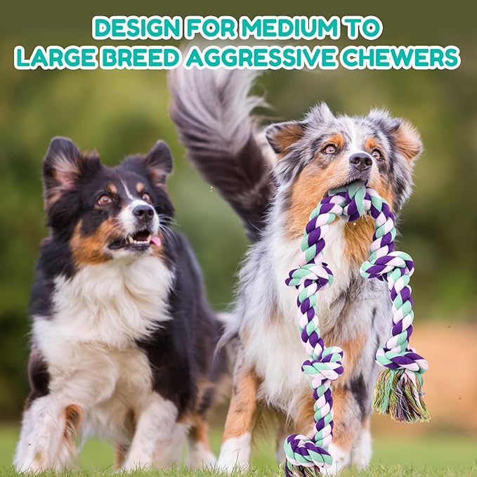 Dog Rope Toy 42In 6 Knots Indestructible Natural Cotton - Tough Chew Toys for Medium/Large Breeds Aggressive Chewers, Daily Companionship, Heavy Duty Tug of War Dog Pull Rope Teeth Cleaning