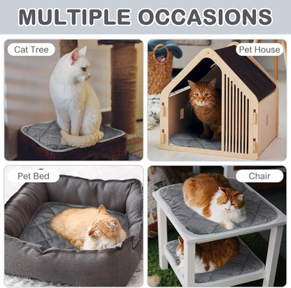 4 Pack Self Heating Cat Pad Self Warming Dog Mat Reflects Body Heat Extra Warm Thermal Pet Pad Washable Dog Cat Bed Crate Bed Mat Blanket (12 x 12 Inch,Gray)