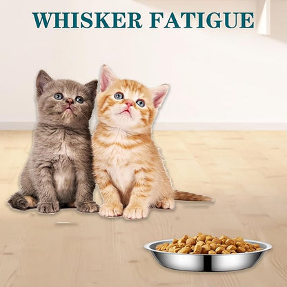 4Packs Cat-Bowls Cat Food Bowl - 6.1 Inch Stainless Steel Cats Feed Bowl for Indoor Cats Shallow and Wide Wet Food Plate Pet Feeding Whisker Fatigue Relief Pet Plate for Kitten Puppy Small Dog
