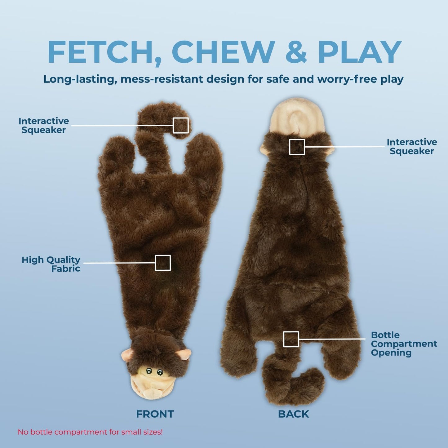 Best Pet Supplies Squeaky Dog Toys with Soft Durable Fabric for Small, Medium and Large Pets Interactive Toy for Indoor Play, Supports Active Biting and Play - Monkey, Medium