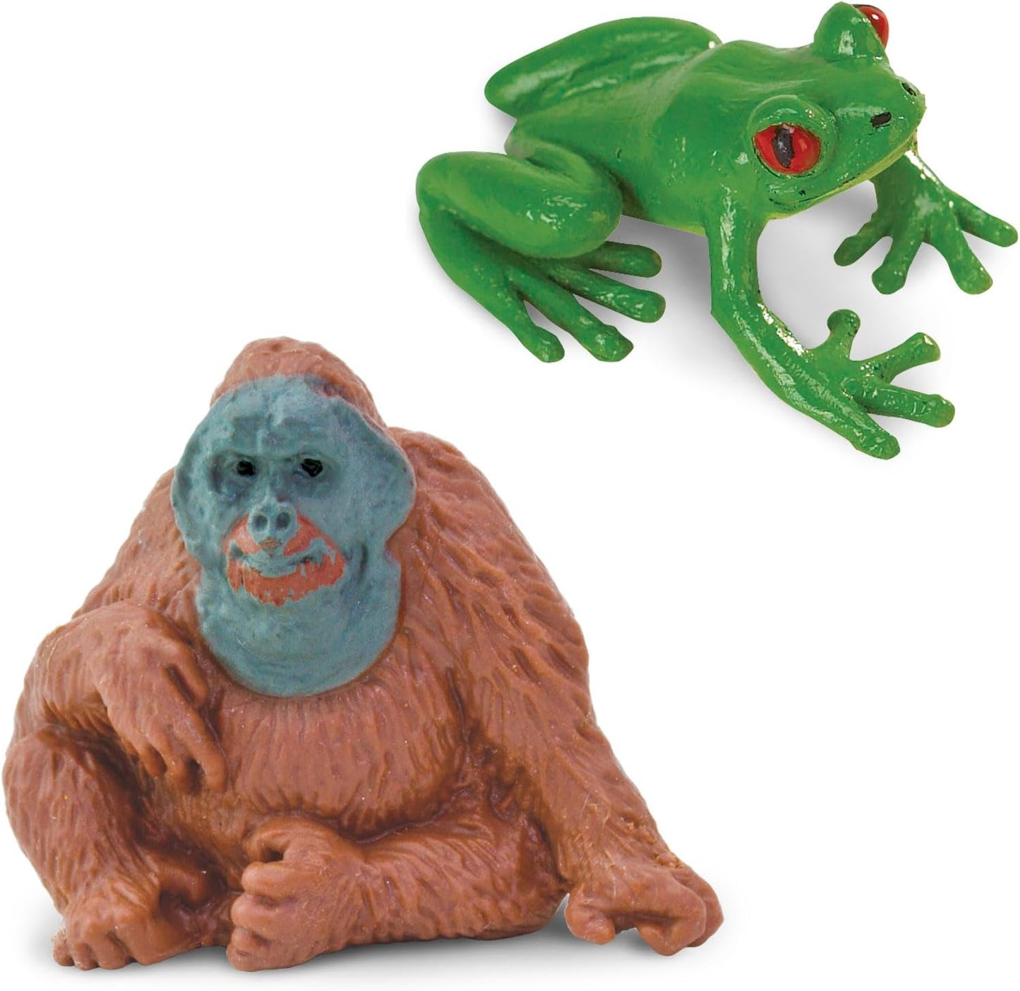 Safari Ltd. Good Luck Minis Rainforest Fun Pack – 8 Mini Figurines Including Snake, Frogs, Butterfly, Chimpanzee, Orangutan, Caiman, Bear – Educational Toy Figures for Boys, Girls & Kids Ages 5+