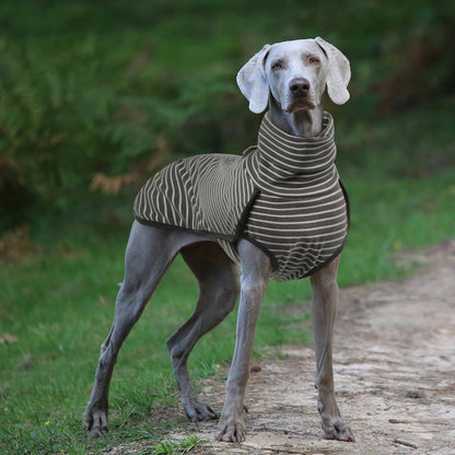 ROZKITCH Dog Winter Coat Soft Pullover Pajamas, Pet Windproof Warm Cold Weather Jacket Vest Cozy Jumpsuit Apparel Outfit Clothes for Walking Hiking Travel Sleep Stripe XL