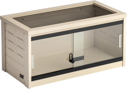 New Age Pet ECOFLEX 24-Inch Mojave Reptile Lounge in Maple - Durable Wood Plastic Composite Habitat with Ventilated Side Panels, Removable Sliding Glass Doors, and Mesh Screen Top