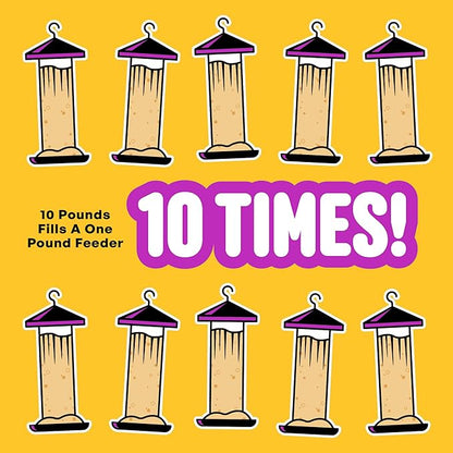 Nut & Fruit Wild Bird Seed – 10 lb. Gourmet Bird Food with Sunflower Hearts, Peanuts, Tree Nuts & Real Fruit – No Corn, Milo or Millet Bird Seed for Outside Feeders